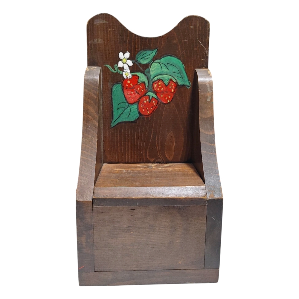 Wooden Hand Painted Strawberry Wall Box Vintage Cottagecore Decor